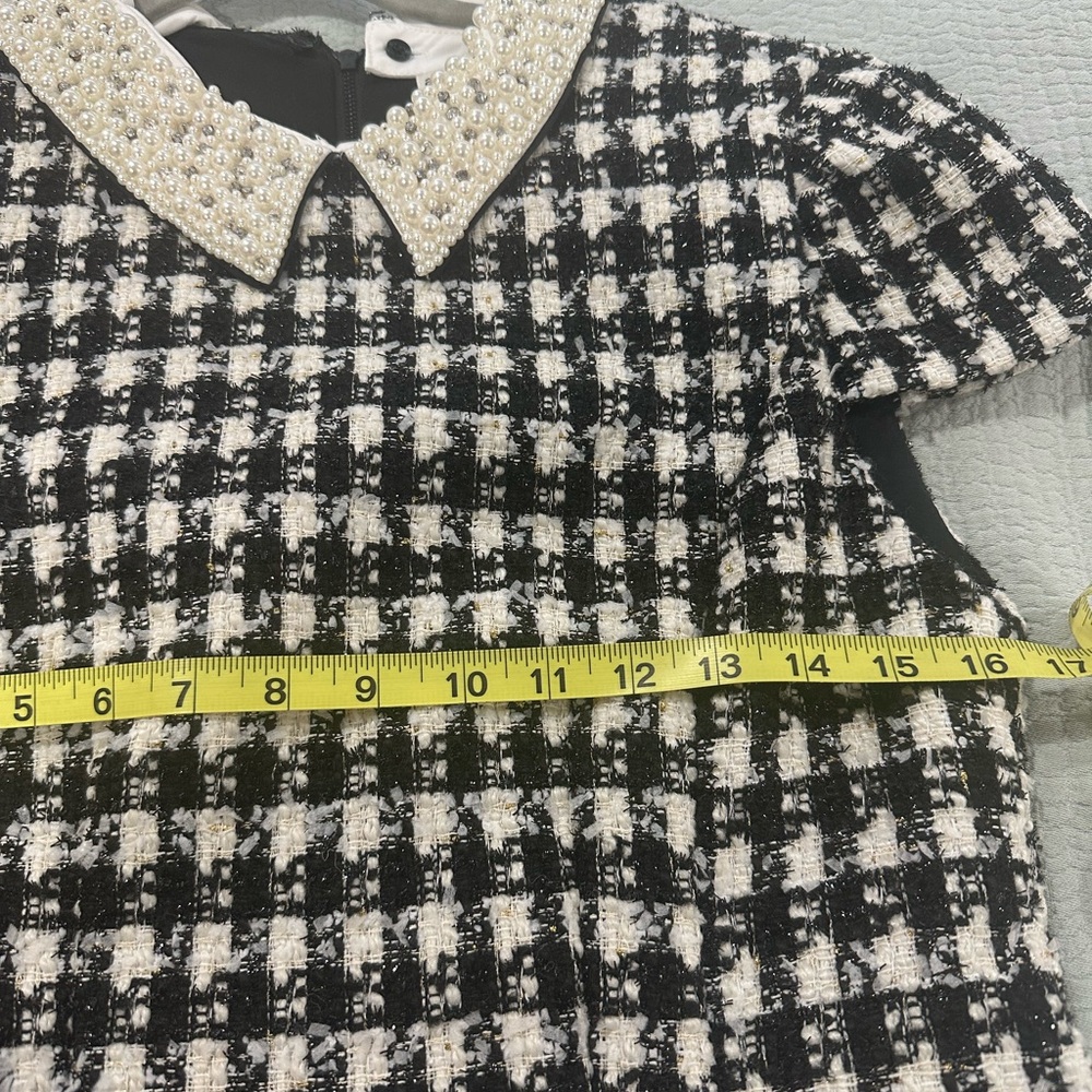 Alice + Olivia Black and White Velia Houndstooth Mini Dress - Picture 6 of 11